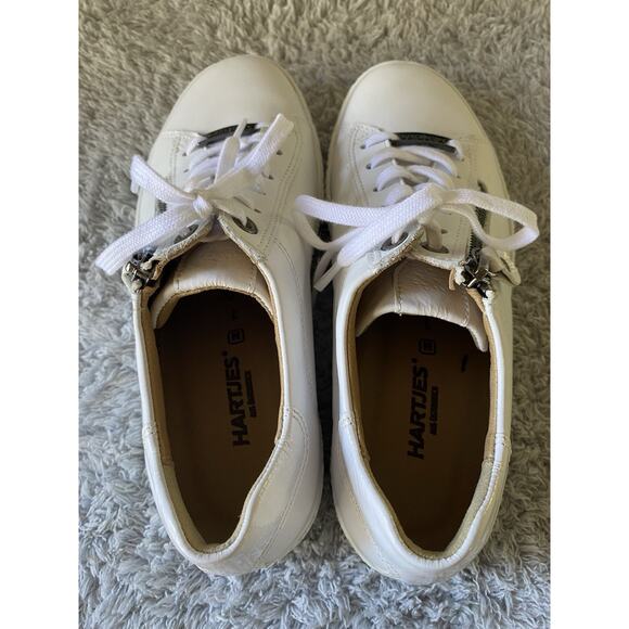 HARTJES “Phil” White Leather Textured Sole Austrian Size 3 1/2, US M 3.5/W 5